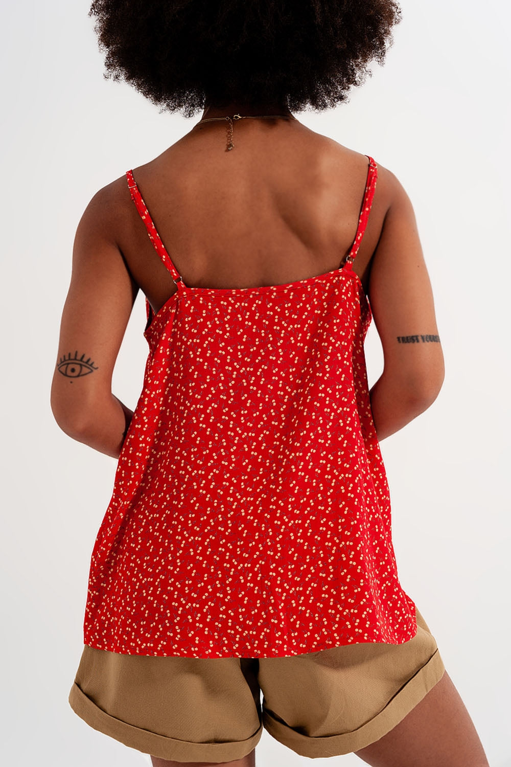 Top à motif cerise rouge