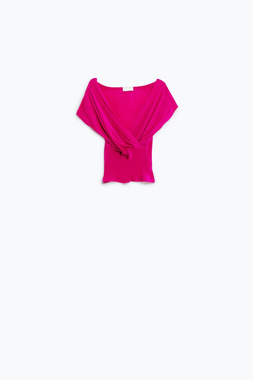 Top ajusté décolleté croisé avec manches capuchon en Fuchsia
