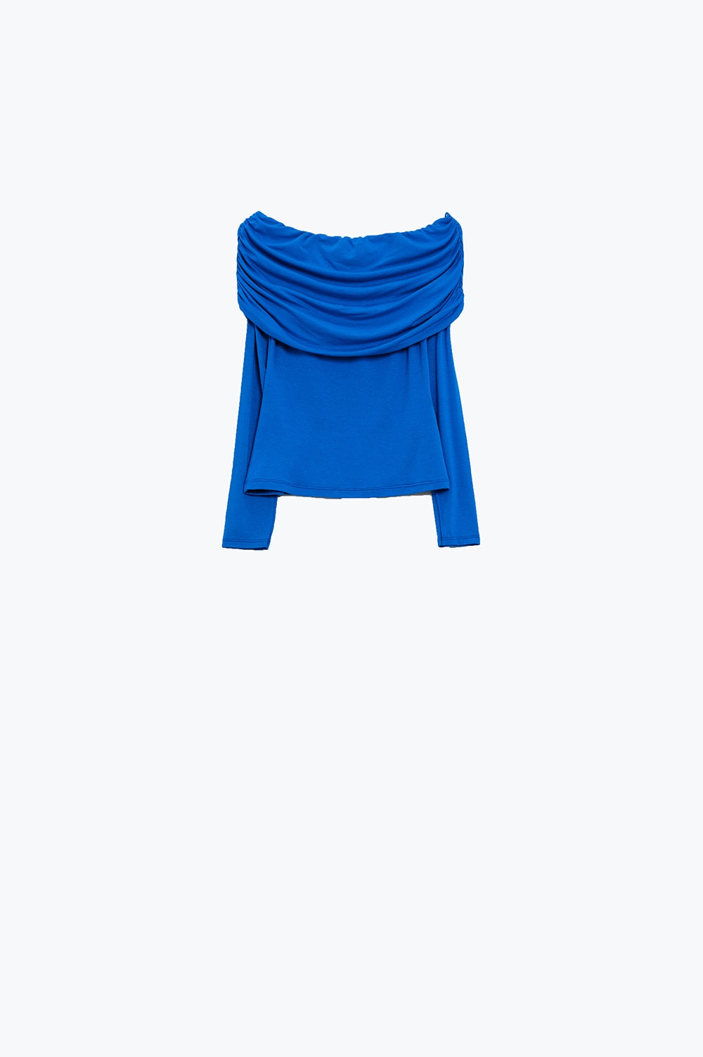 Top bodycon à épaules dénudées en bleu