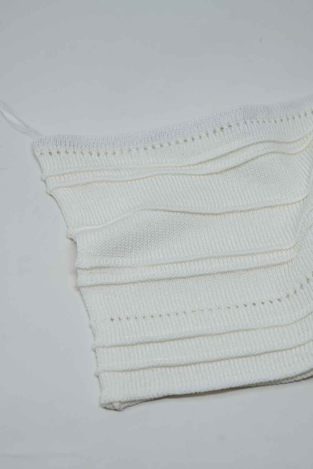 Top bodycon en maille sans bretelles blanc