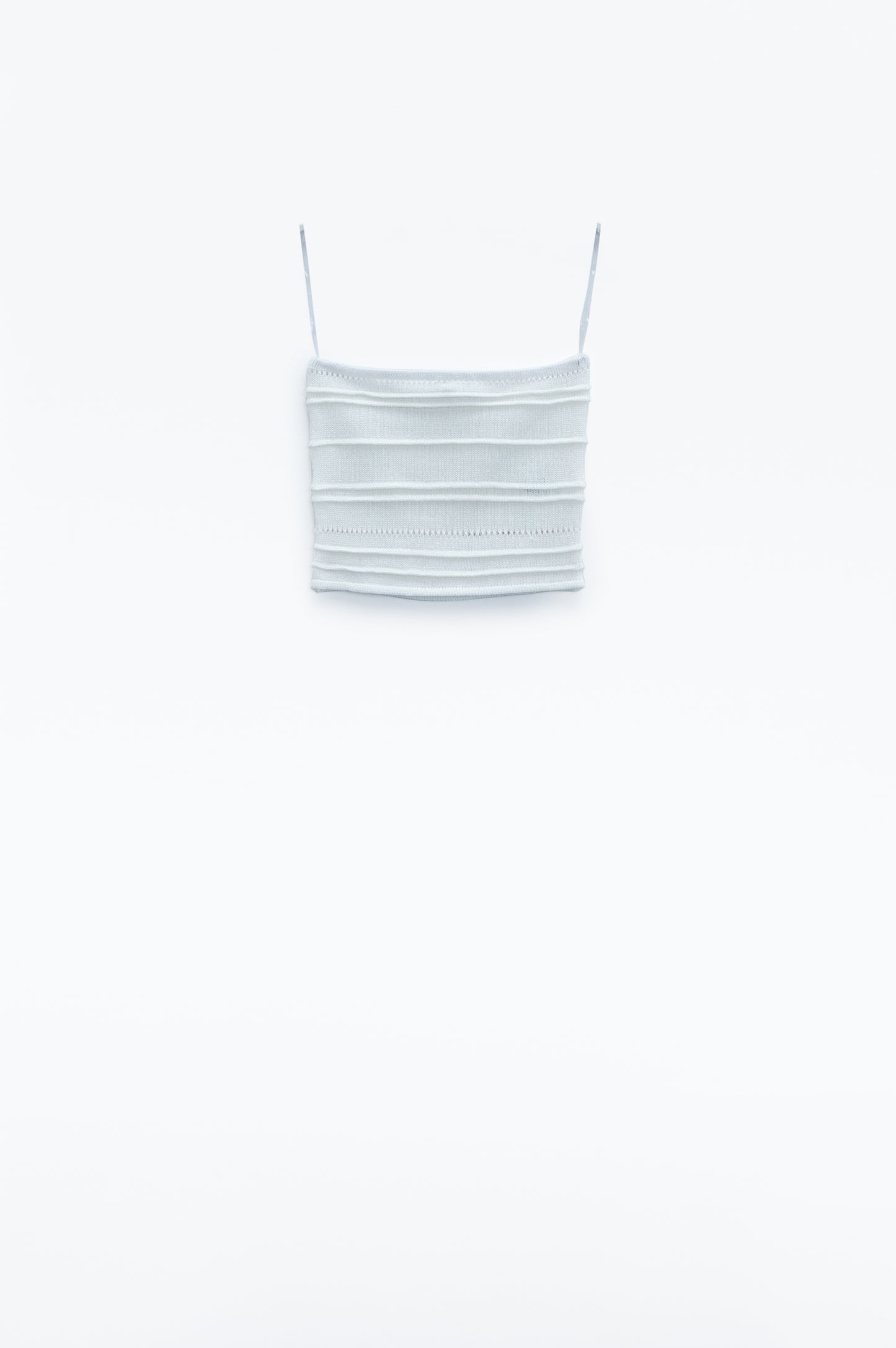 Top bodycon en maille sans bretelles blanc