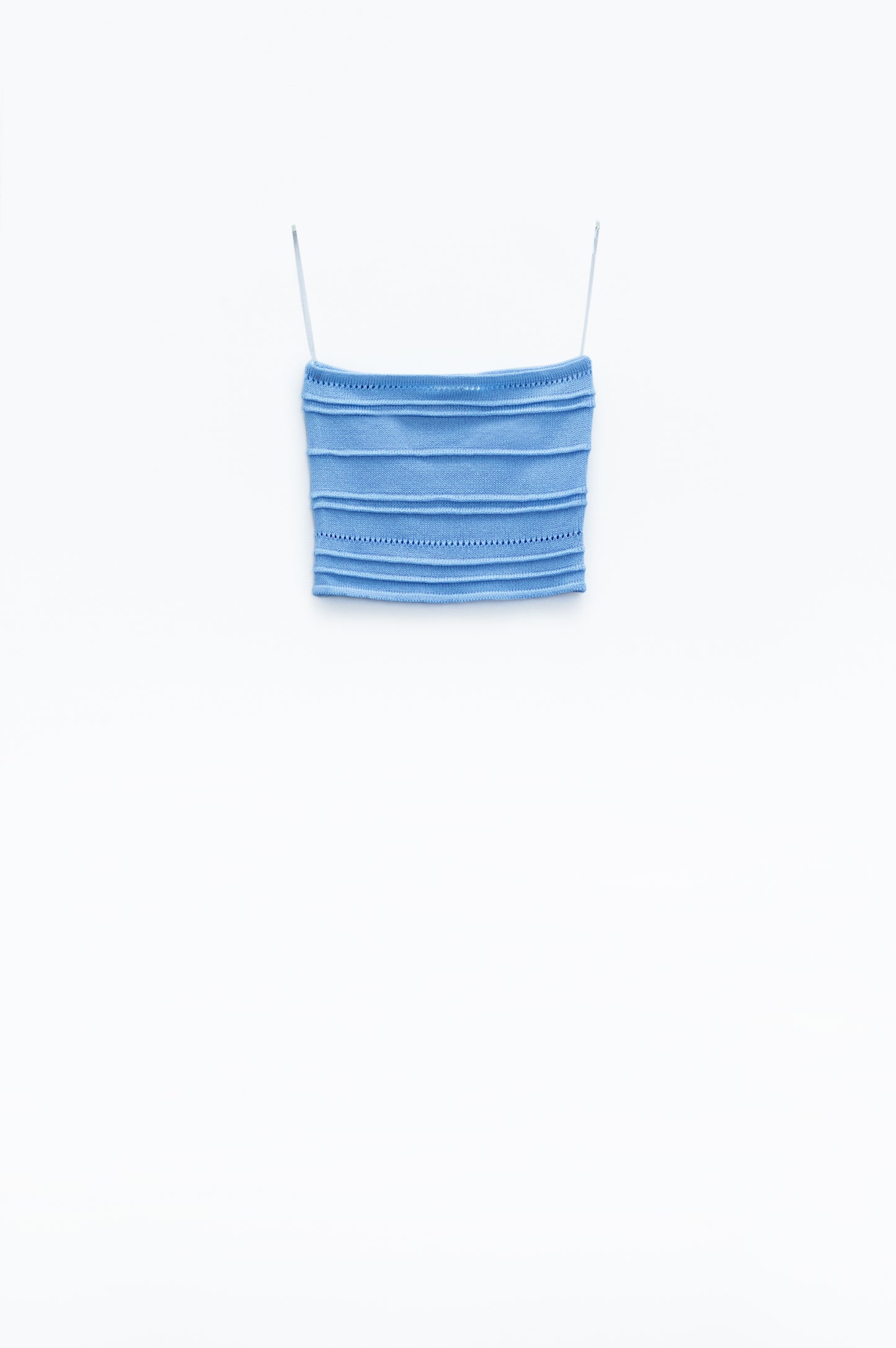 Top bodycon en maille sans bretelles Bleu clair