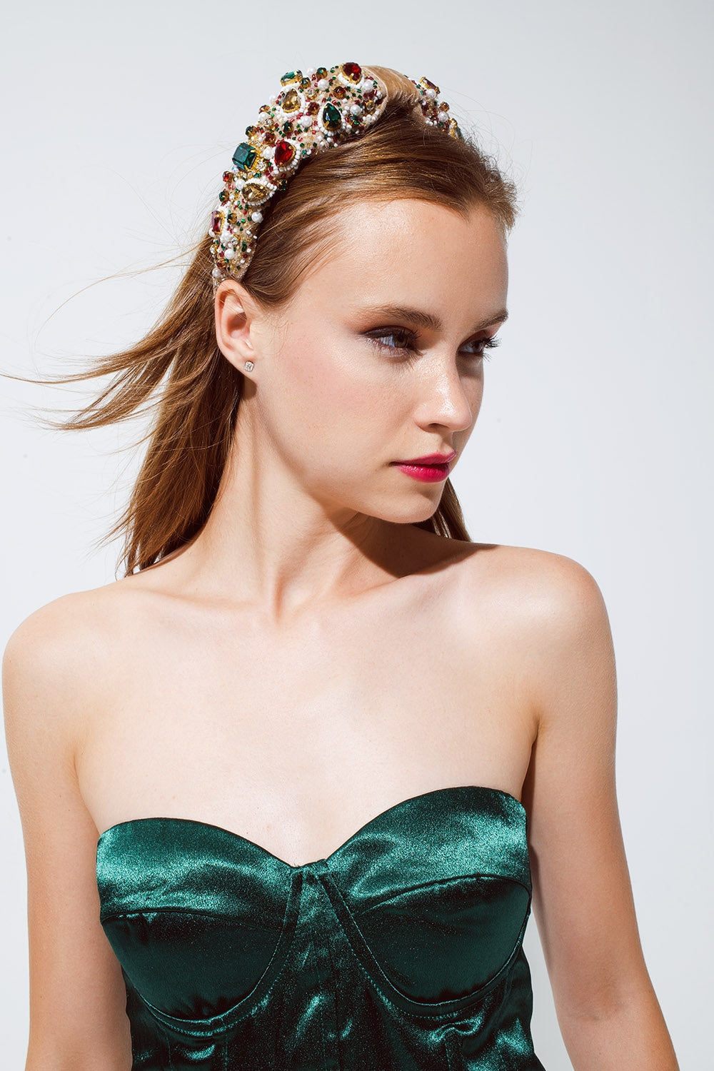 Top corset sans bretelles vert émeraude