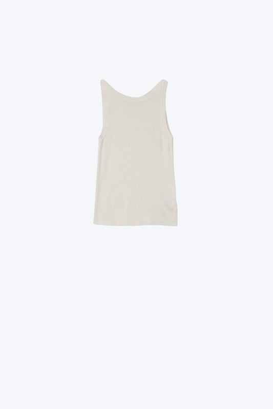 Q2 Top côtelé confortable à col bateau en blanc