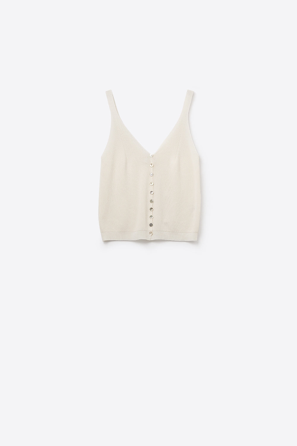 Top court boutonné en tricot beige