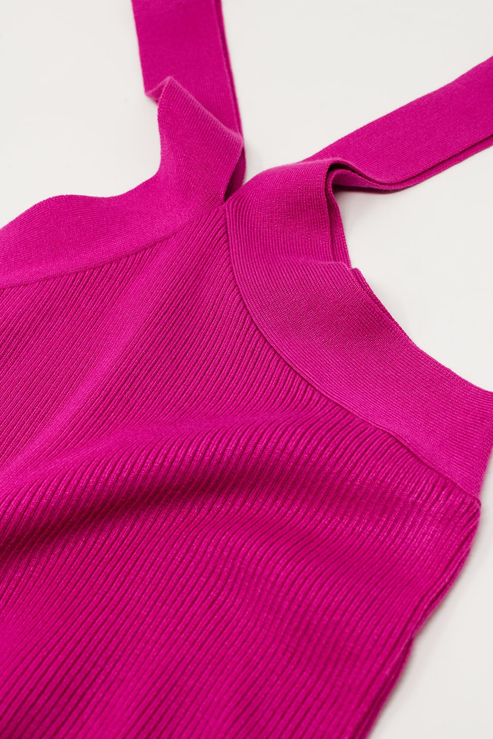 Top croisé en maille sur le devant Fuchsia