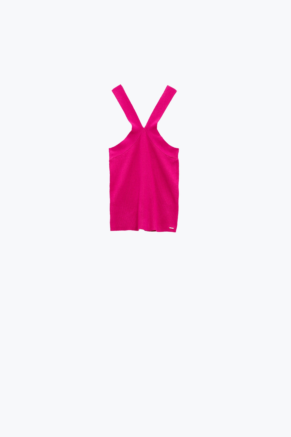 Top croisé en maille sur le devant Fuchsia