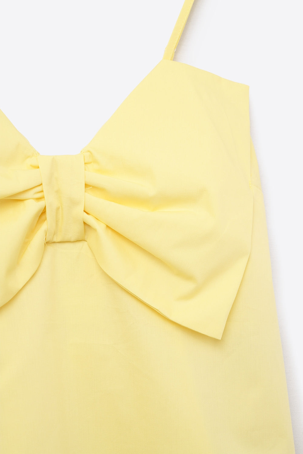Top crop en popeline jaune avec nœud