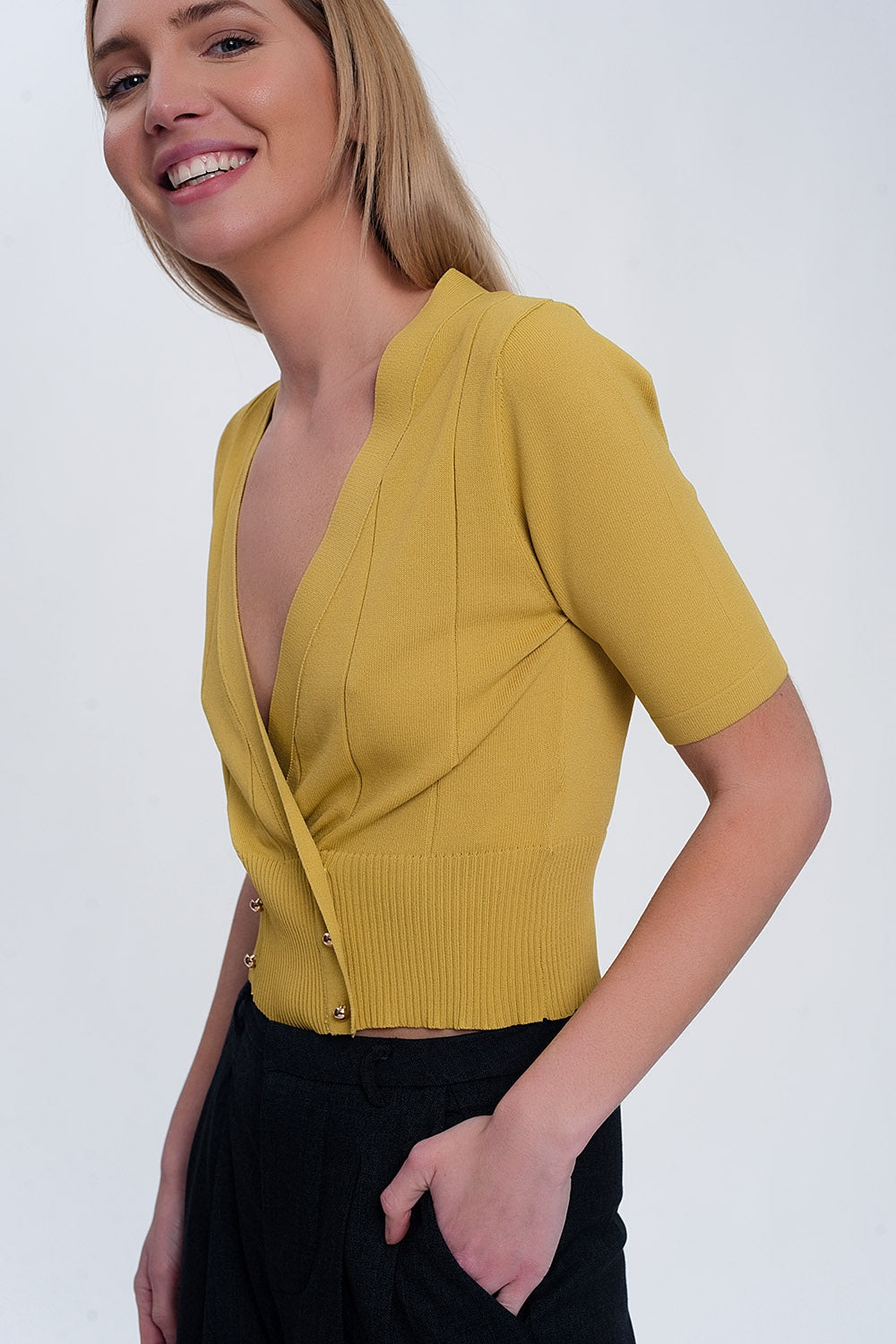 Top d'ensemble en maille boutonné devant