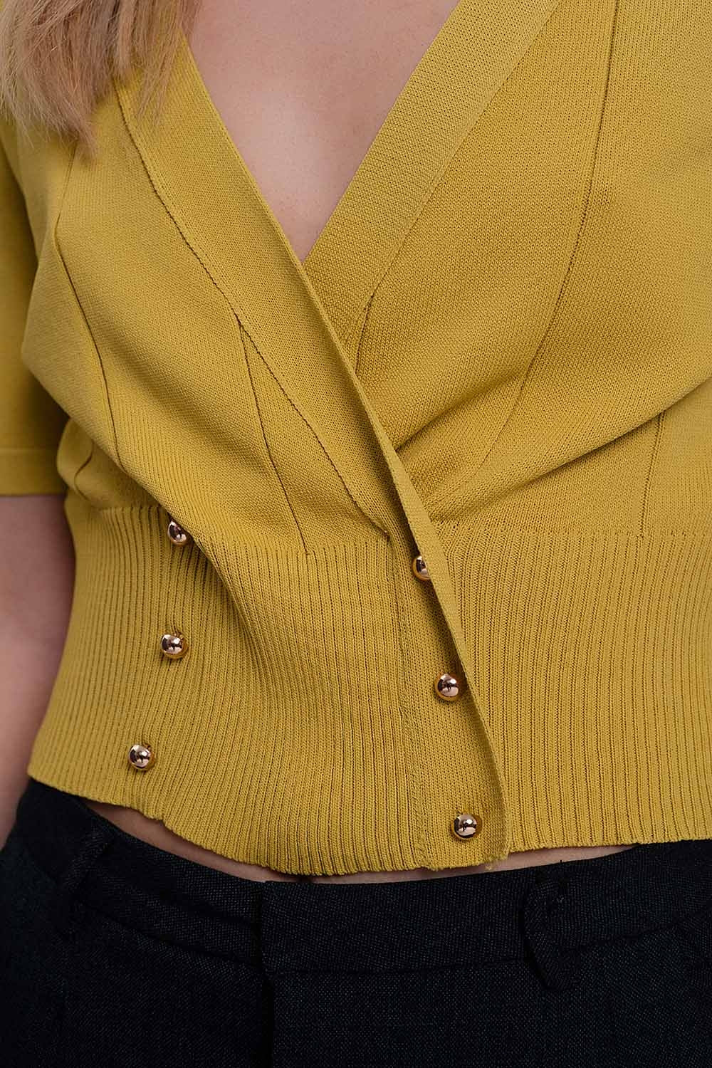 Top d'ensemble en maille boutonné devant