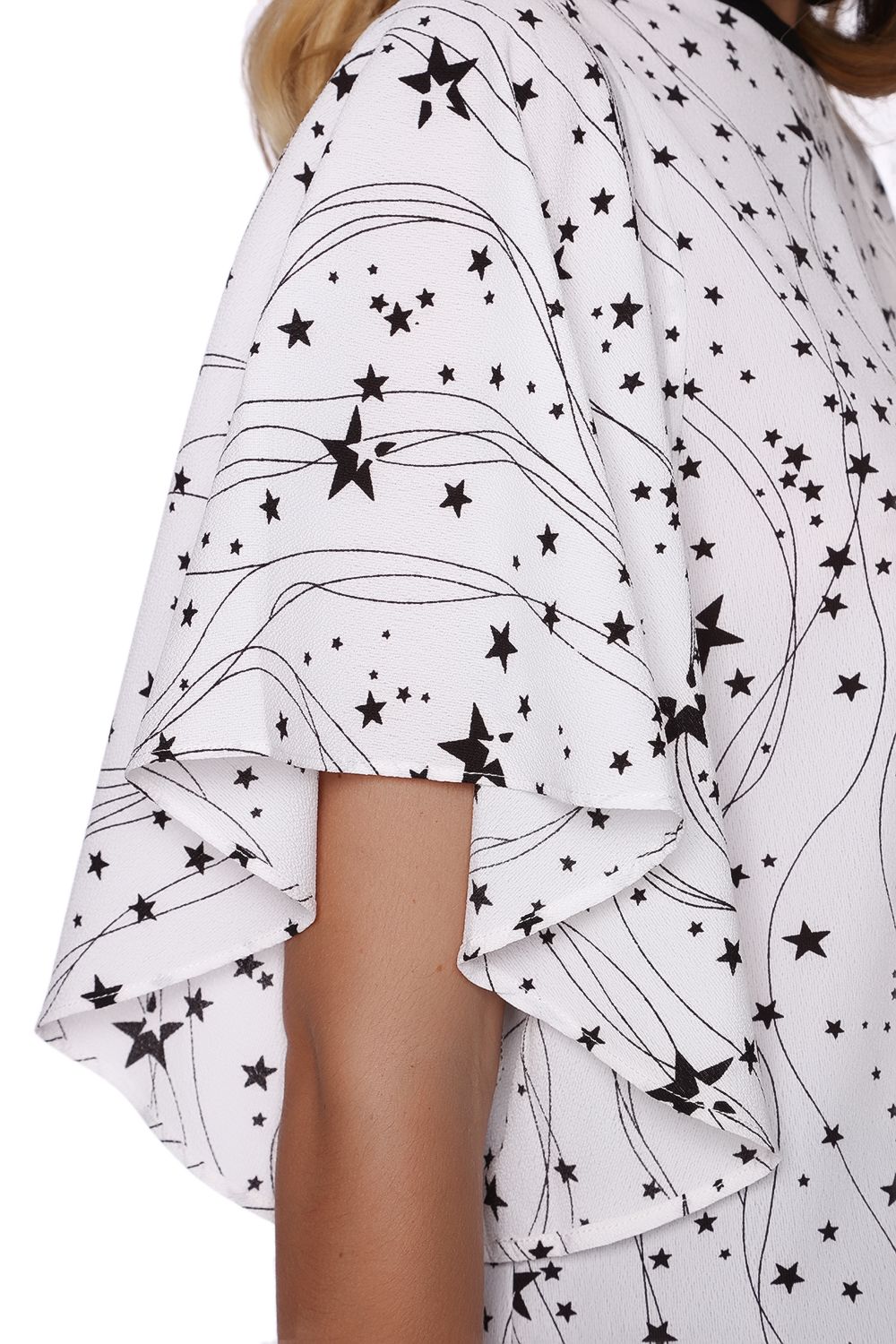 Top décontracté à manches anges avec motif étoiles noir