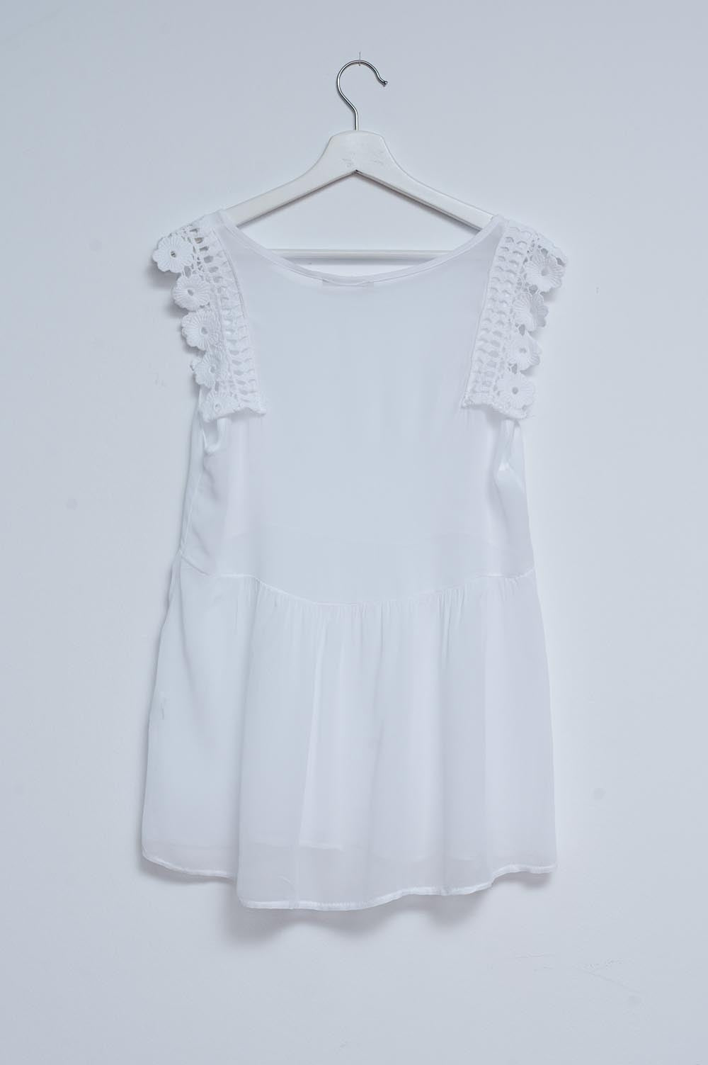 Top en broderie anglaise blanc