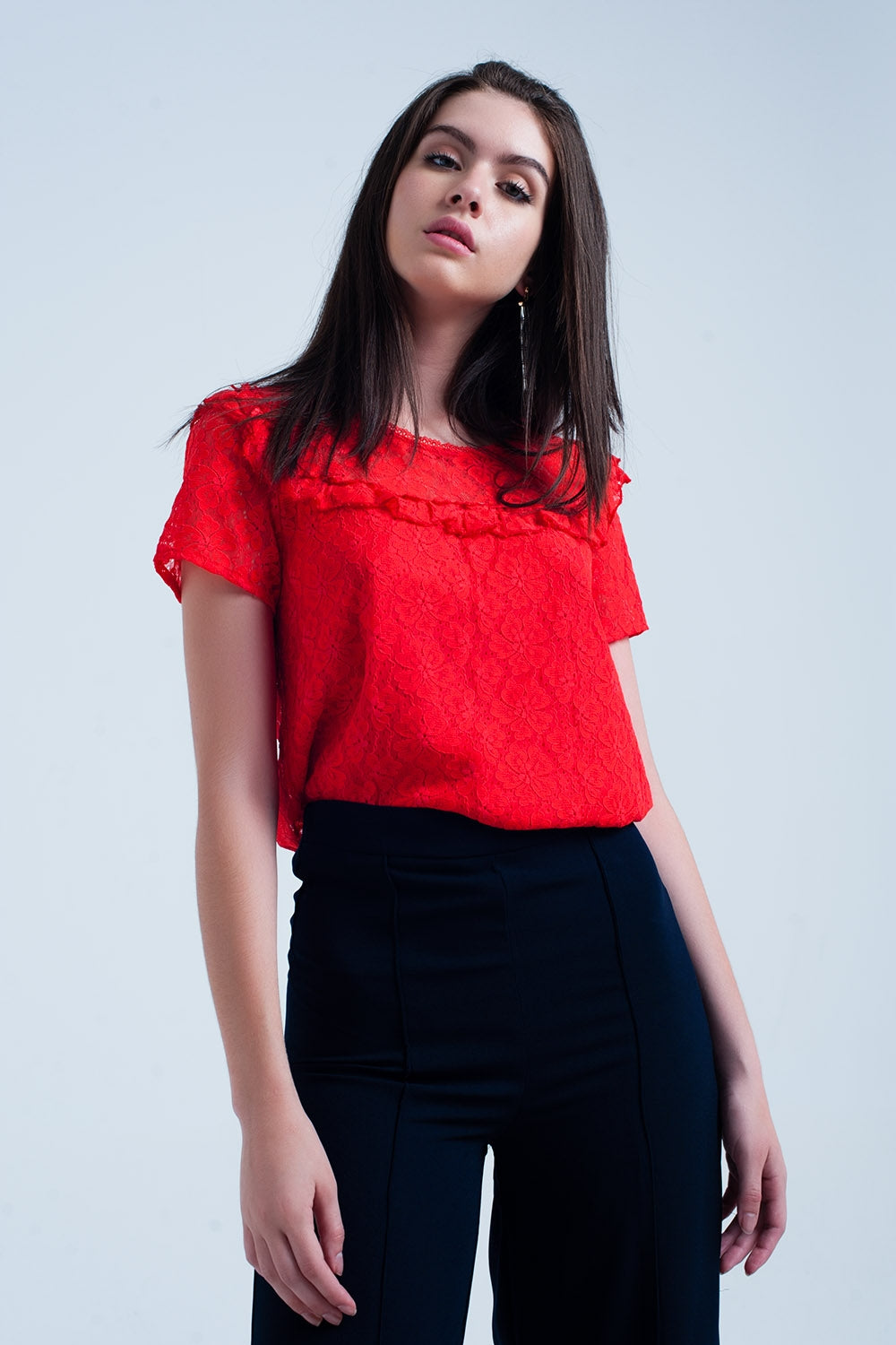 Top en dentelle fleur d'oranger