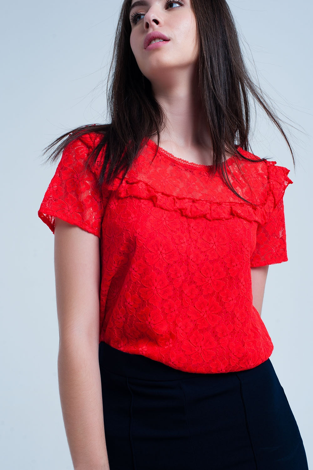 Top en dentelle fleur d'oranger