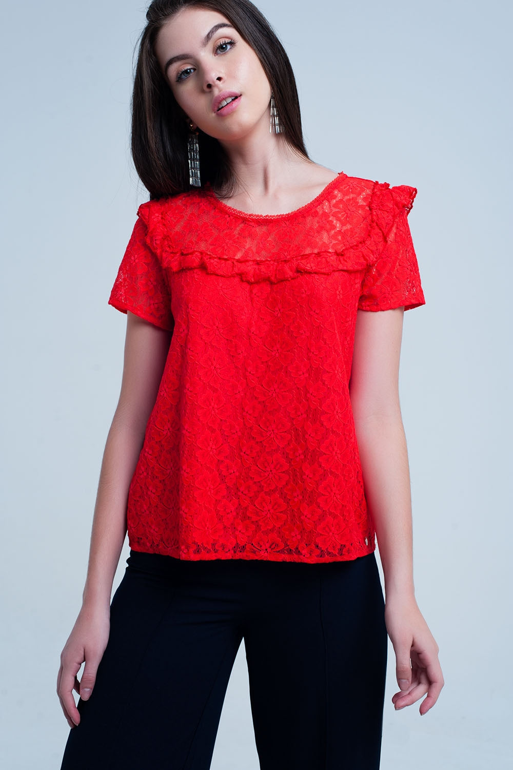 Top en dentelle fleur d'oranger