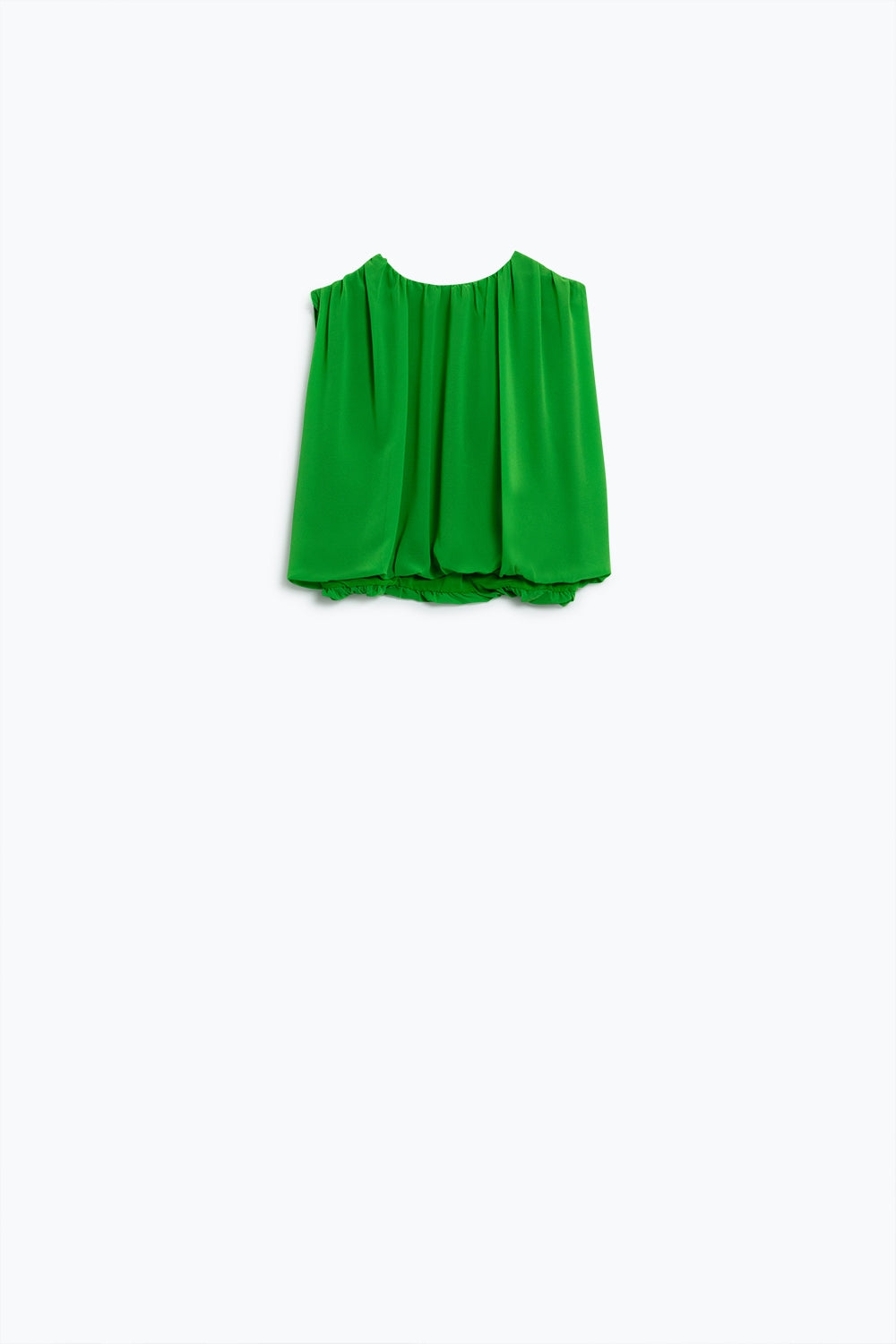 Top en mousseline de soie verte avec fronces