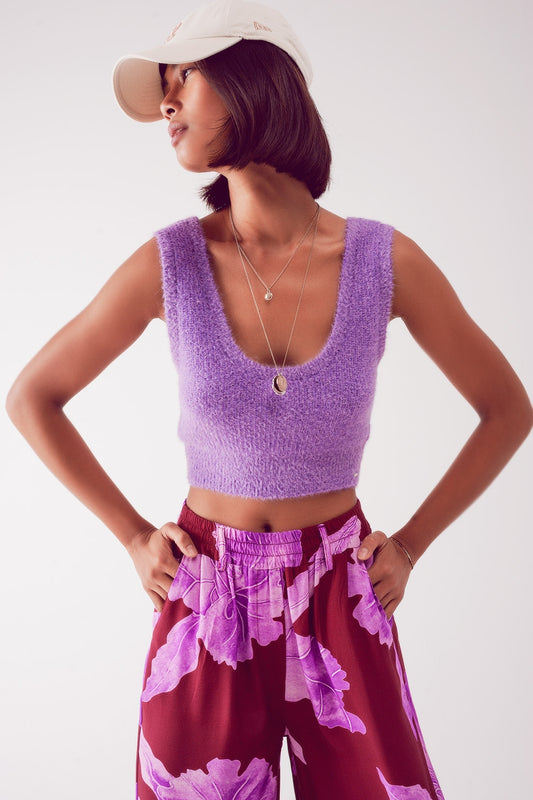 Q2 Top en tricot violet