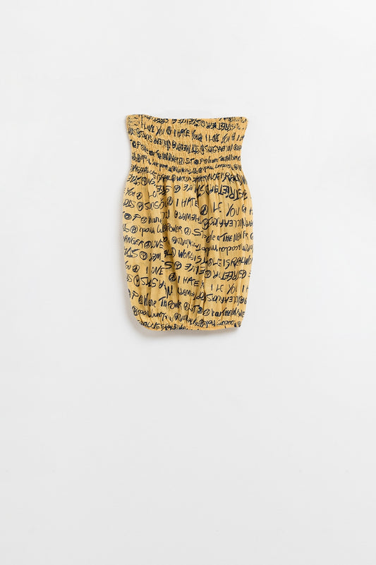 Q2 Top jaune à bretelles élastiques avec lettrage noir