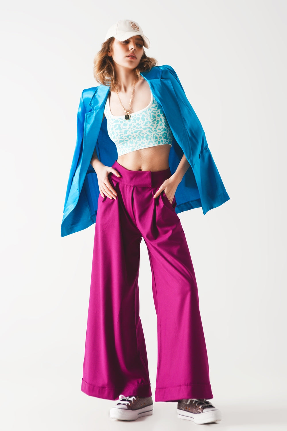 Top léger à imprimé animal turquoise