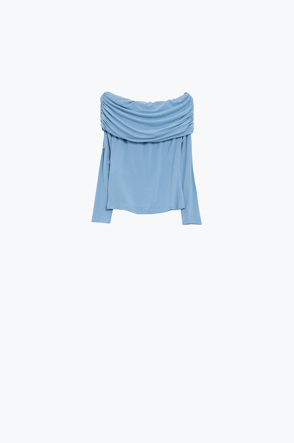 Top moulant à épaules nues bleu clair