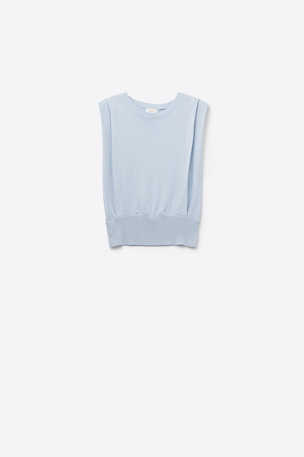 Q2 Top sans manches en tricot avec drapé aux épaules en Baby Blue