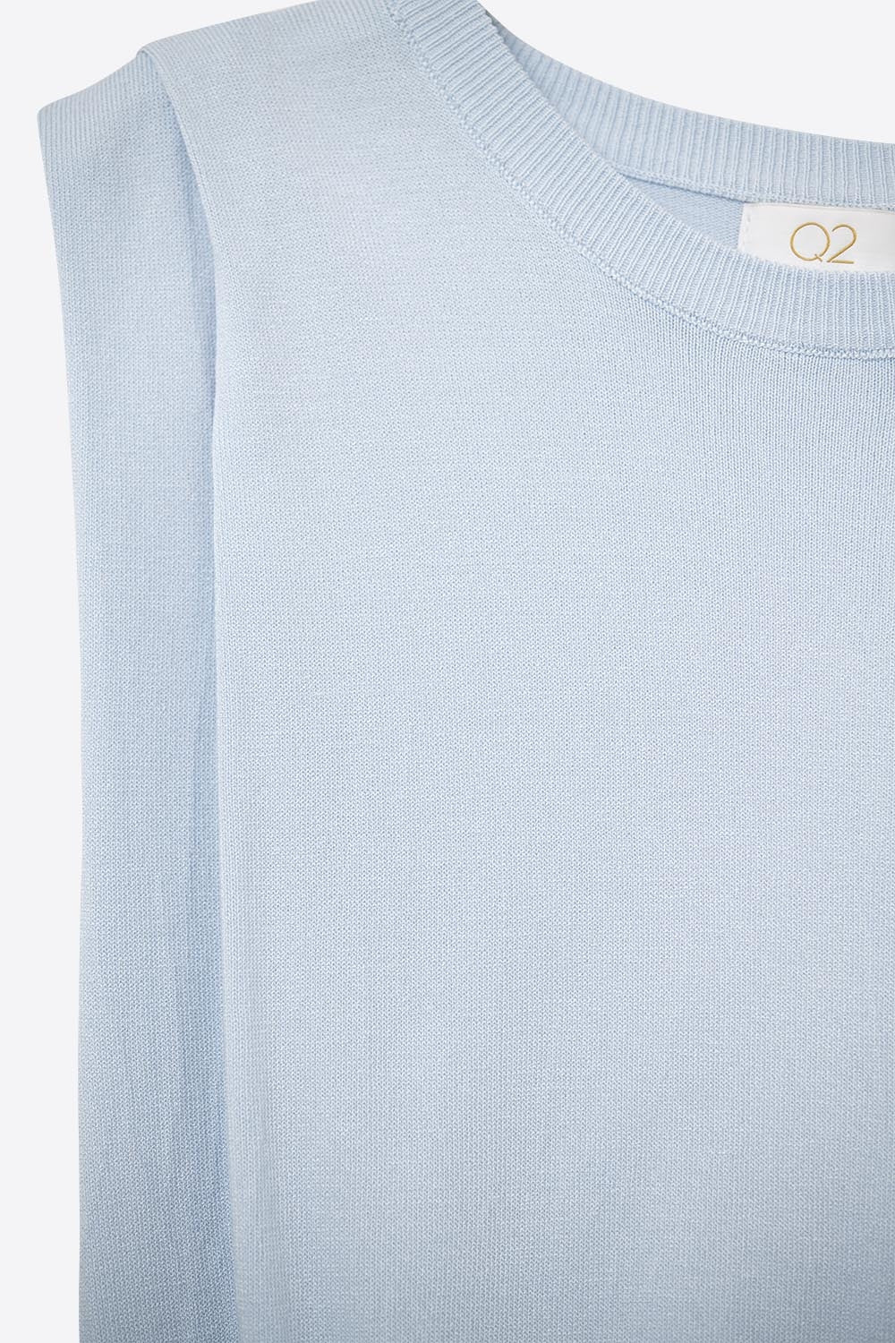 Top sans manches en tricot avec drapé aux épaules en Baby Blue