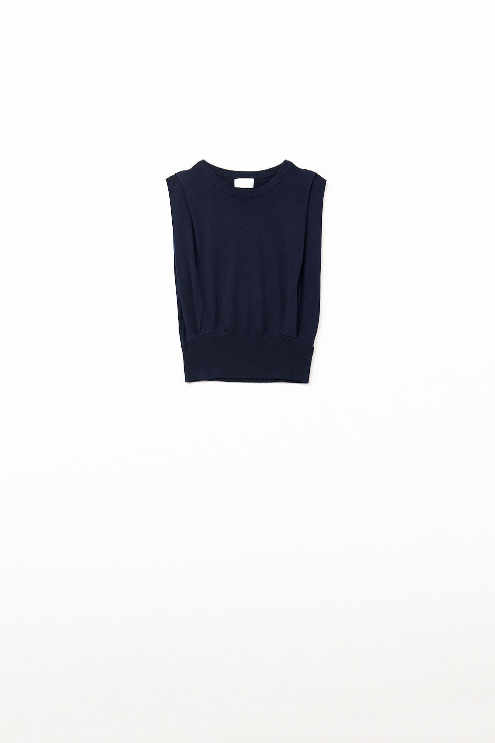 Top sans manches en tricot avec drapé aux épaules en bleu marine