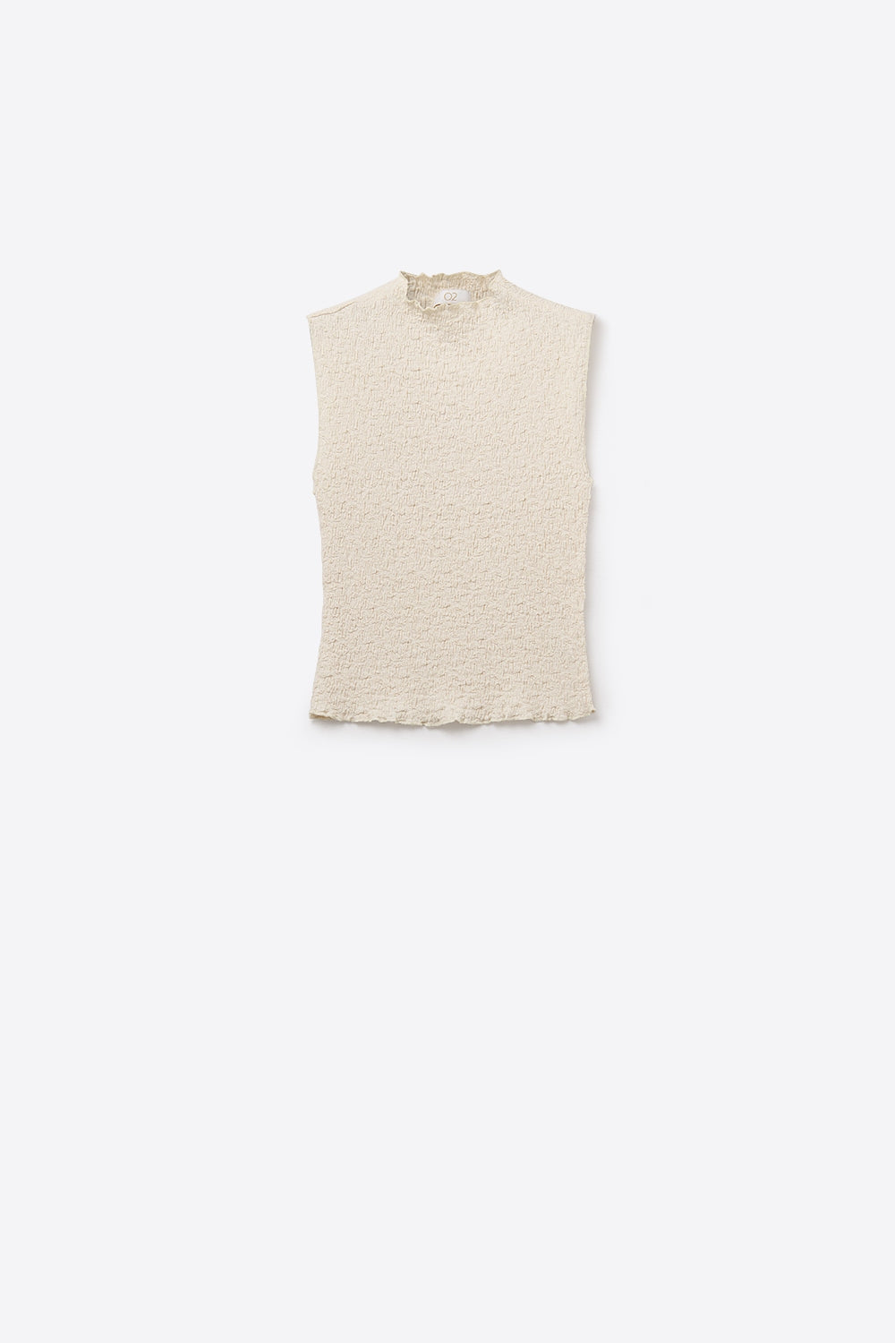 Top sans manches en tricot texturé à col haut
