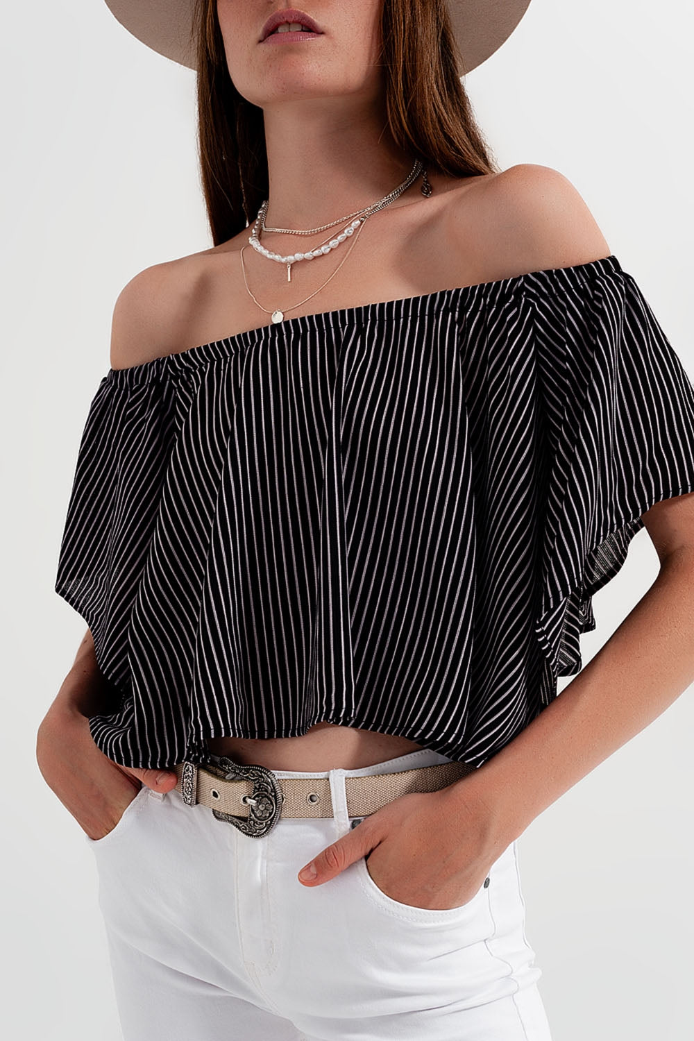 Top style Bardot à rayures