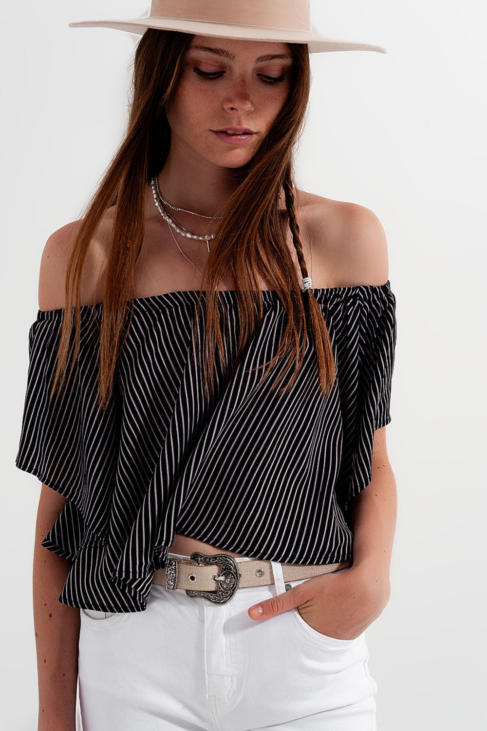 Top style Bardot à rayures