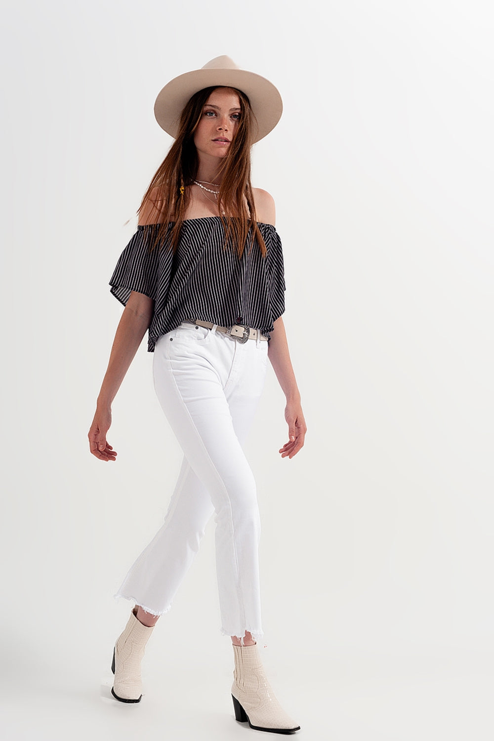 Top style Bardot à rayures