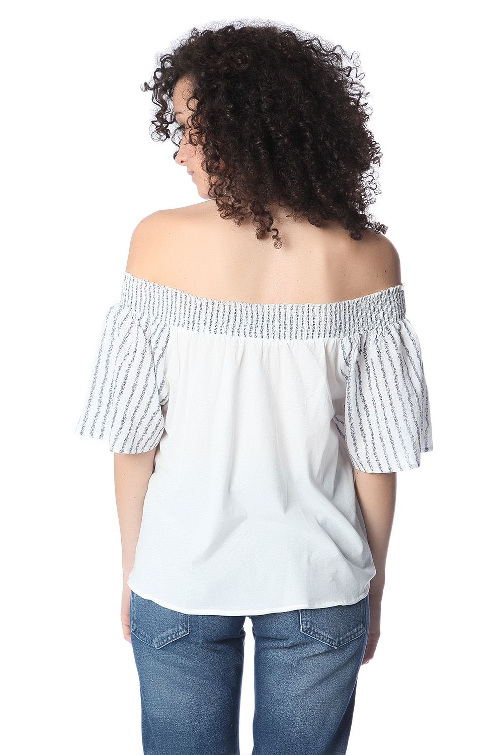 Top style bohème à épaules denudes bleu marine