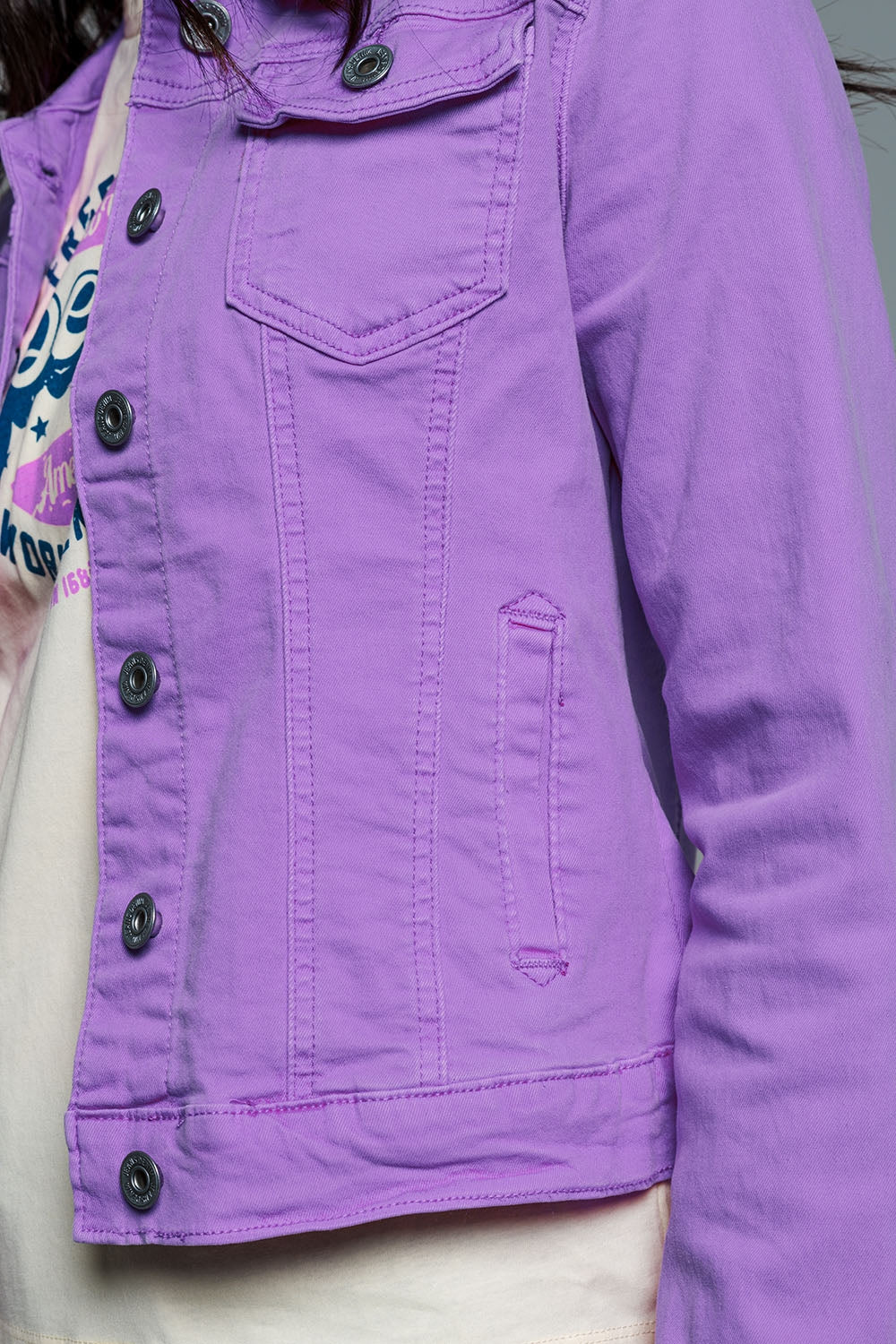Veste camionneur en denim slim en lilas