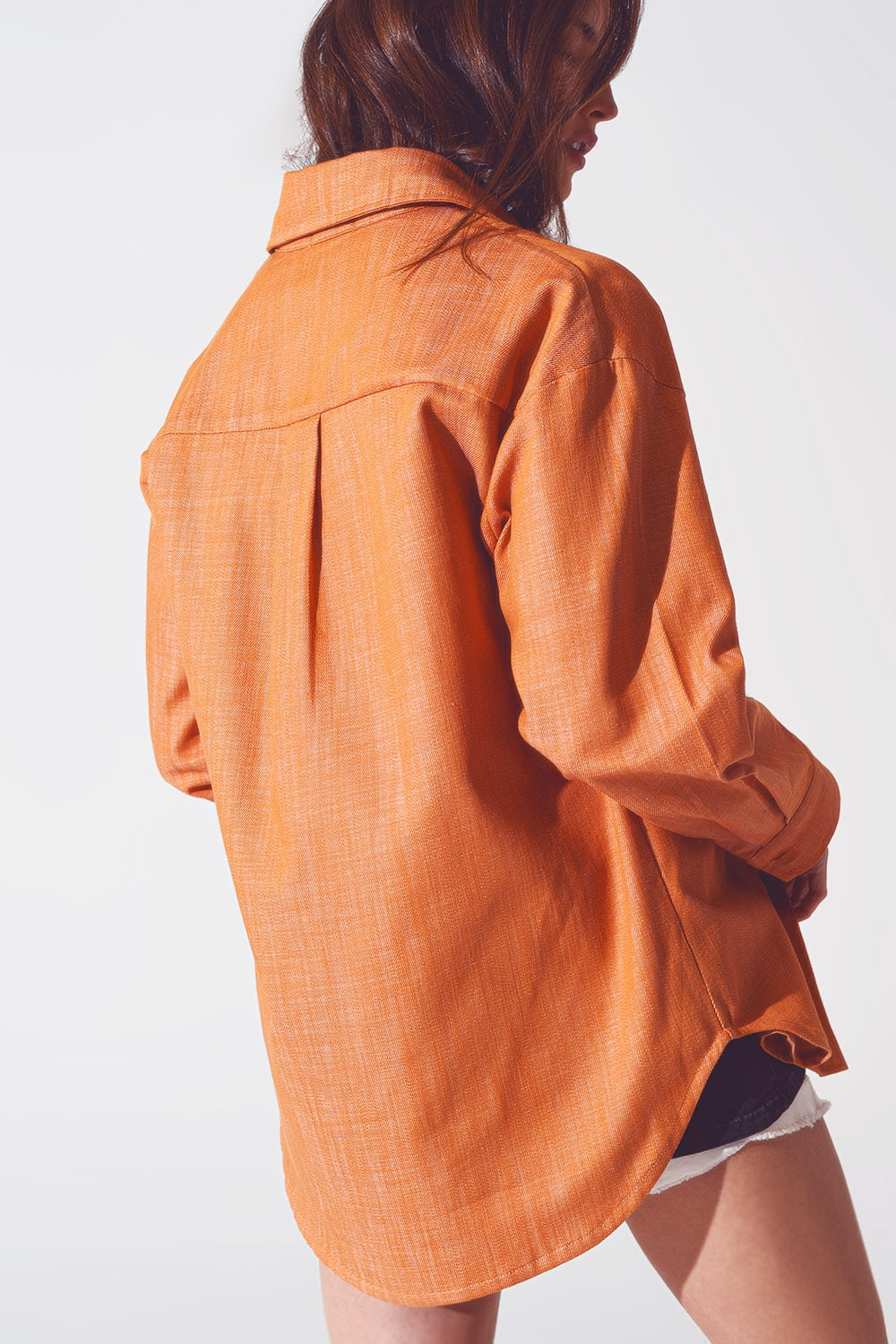 Veste chemise aux manches longues Orange
