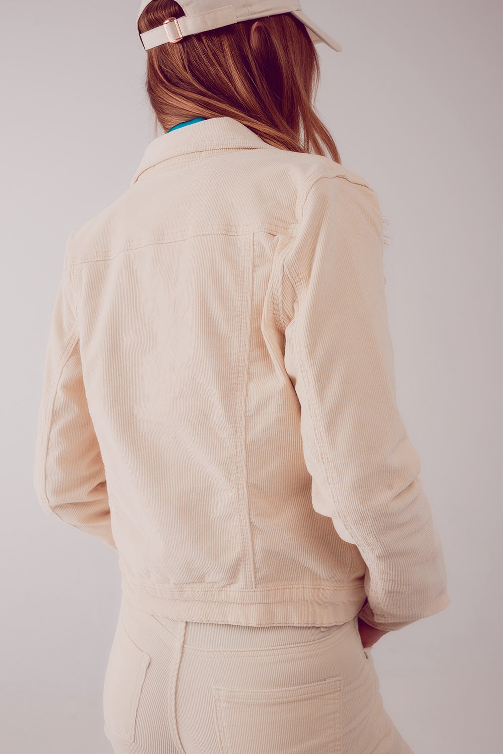 Veste en velours côtelé beige