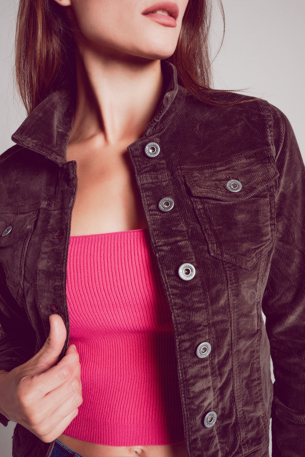 Veste en velours côtelé marron