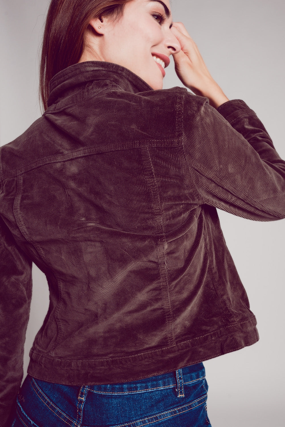 Veste en velours côtelé marron