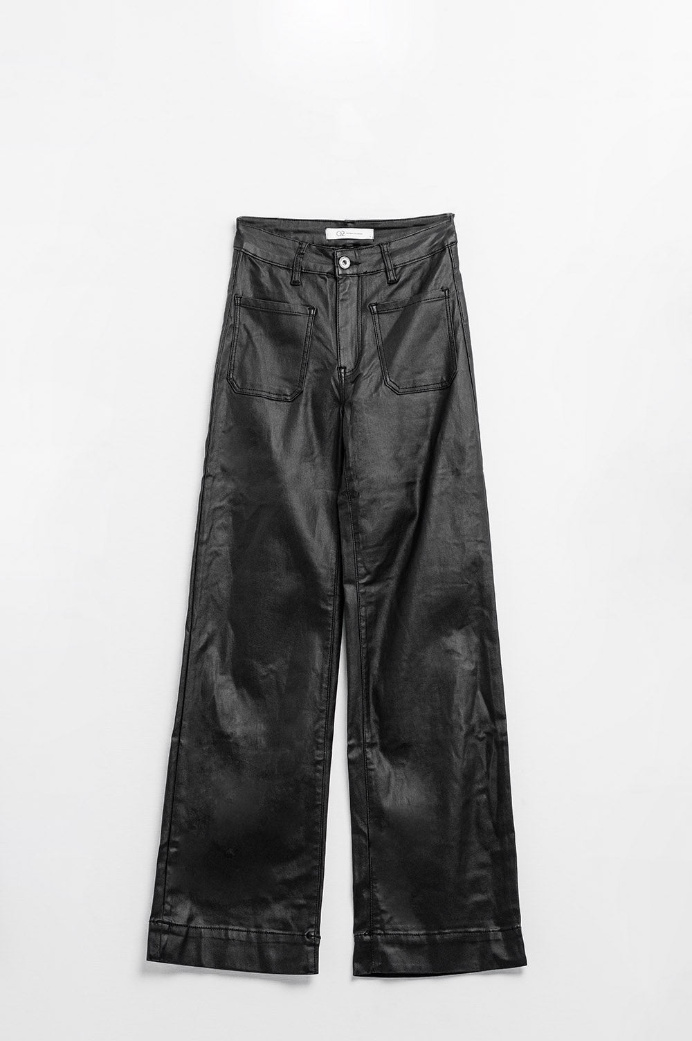 Pantalon en simili-cuir avec jambe large et poches