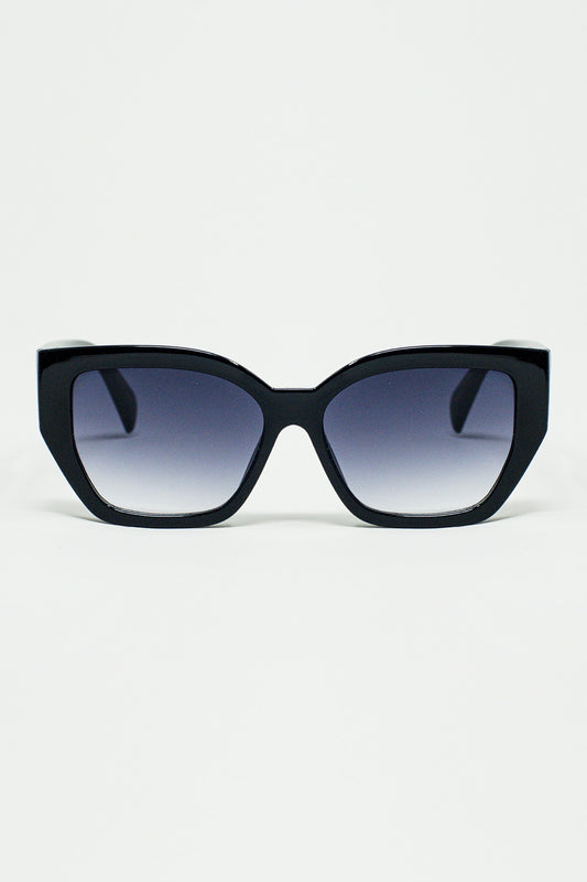 lunettes de soleil noires épaisses géométriques avec verres dégradés