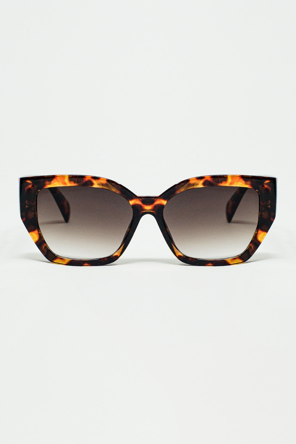 lunettes de soleil polarisées géométriques avec verres foncés dégradés et écaille de tortue