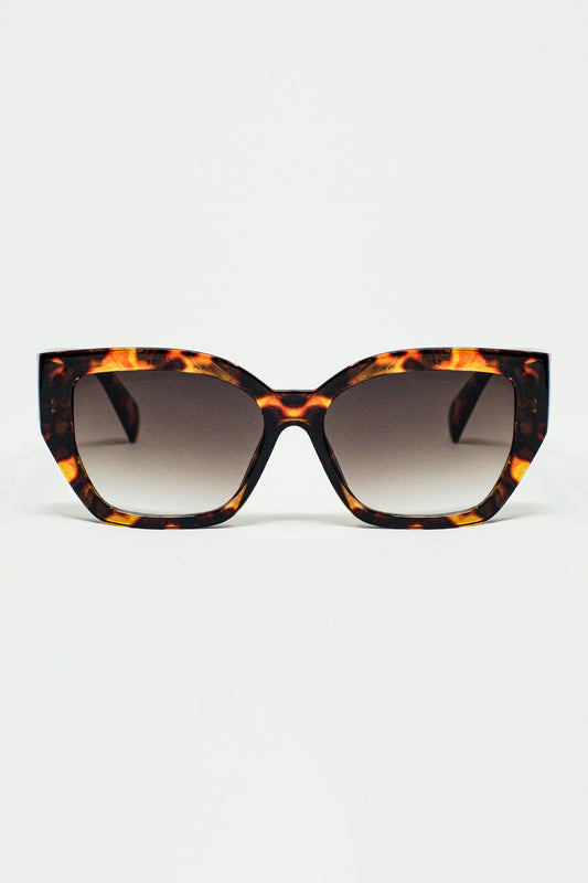 lunettes de soleil polarisées géométriques avec verres foncés dégradés et écaille de tortue
