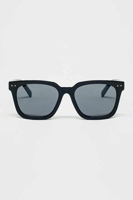 Lunettes de soleil à monture carrée biseautée Noir