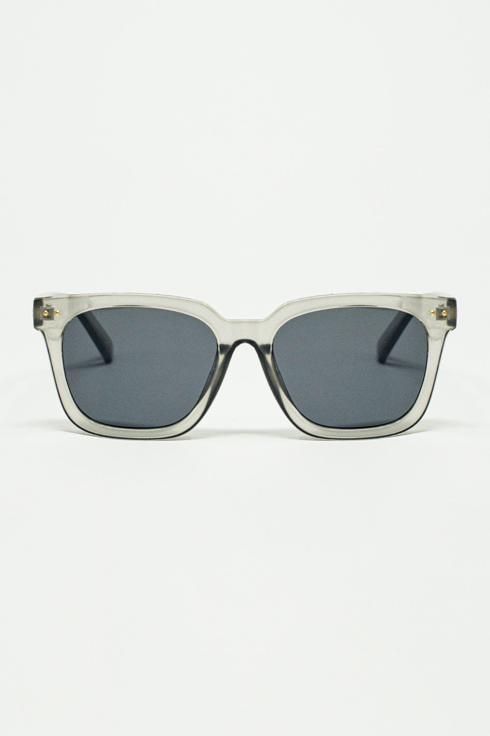Lunettes de soleil à monture carrée biseautée Gris