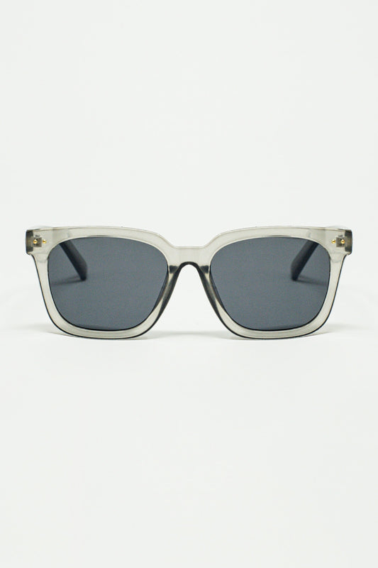 Lunettes de soleil à monture carrée biseautée Gris