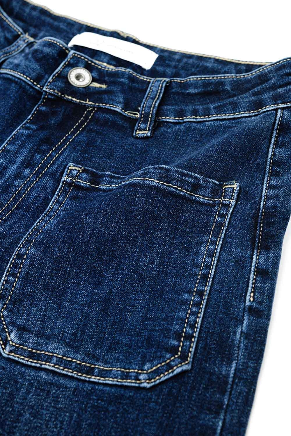 Jean à coupe large et poches en denim foncé
