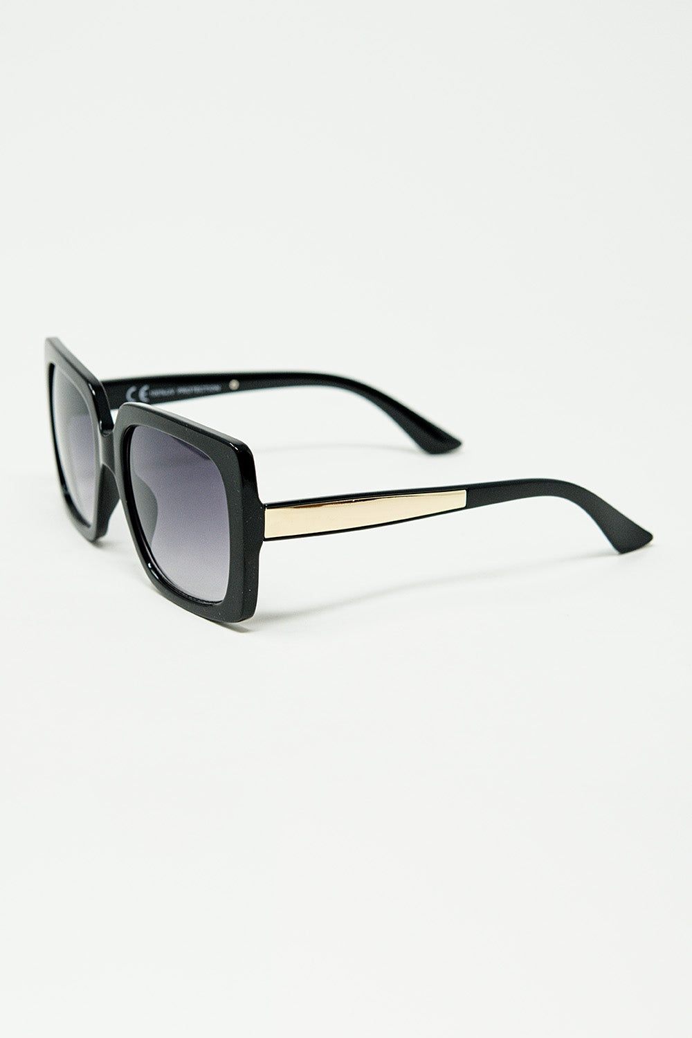 noir Lunettes de soleil carrées surdimensionnées avec détails métalliques dorés