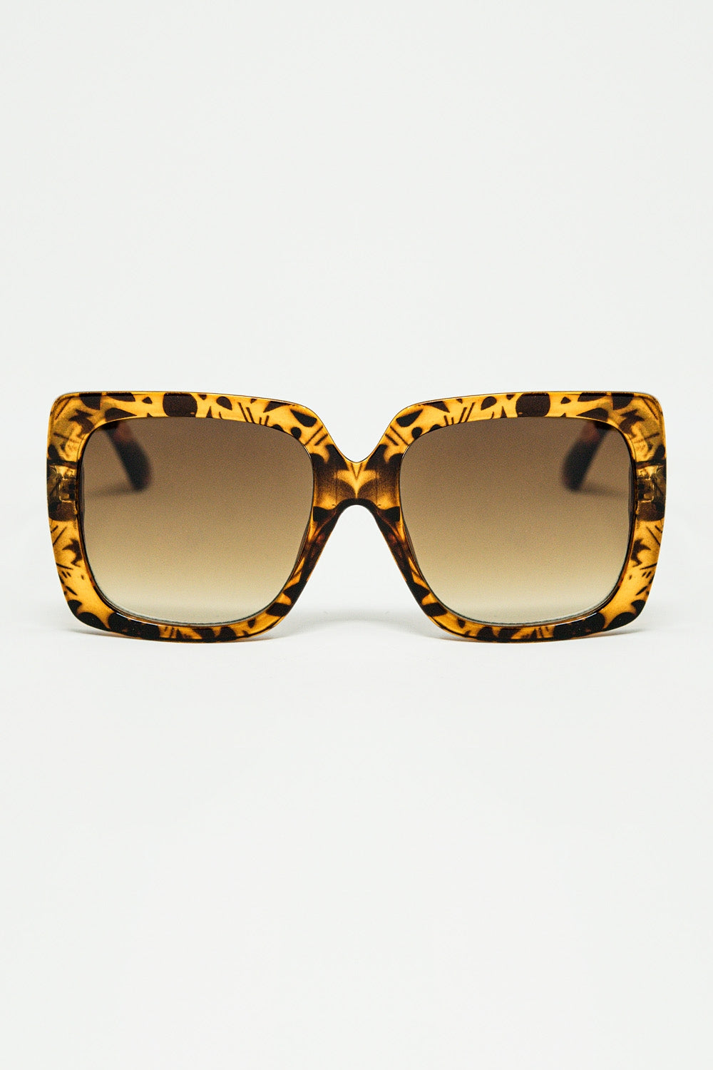 lunettes de soleil à monture carrée imprimée animal