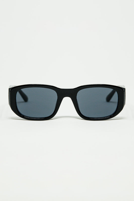 Lunettes de soleil ovales avec monture transparente haute brillance en noir
