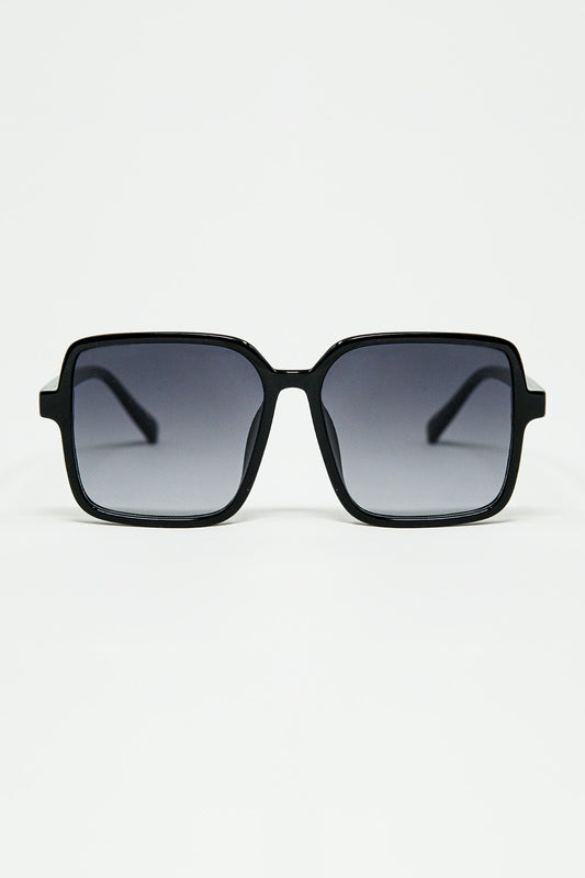 Lunettes de soleil carrées avec monture brillante en noir