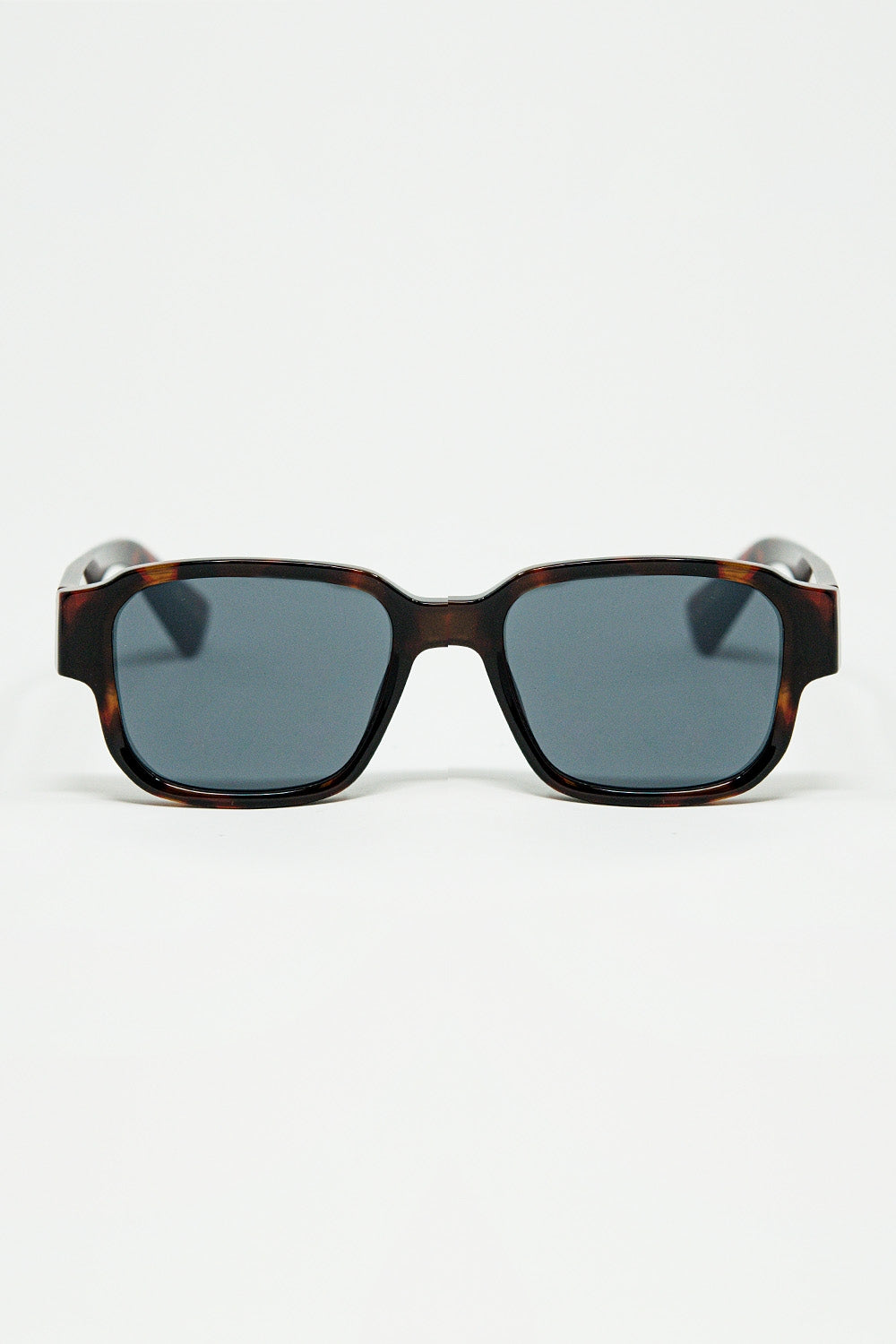 Lunettes de soleil carrées à branches marron en gris cristal